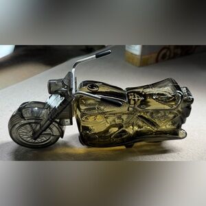 Avon Smoky Green Glass Motorcycle Super Cycle Sports Rally Full Decanter